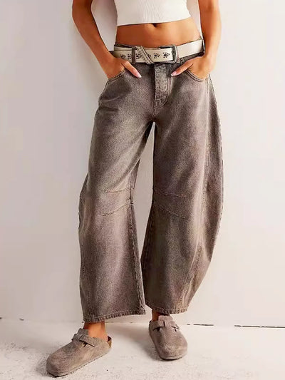 Dames Jeans Met Wijde Pijpen En Opvallende Print