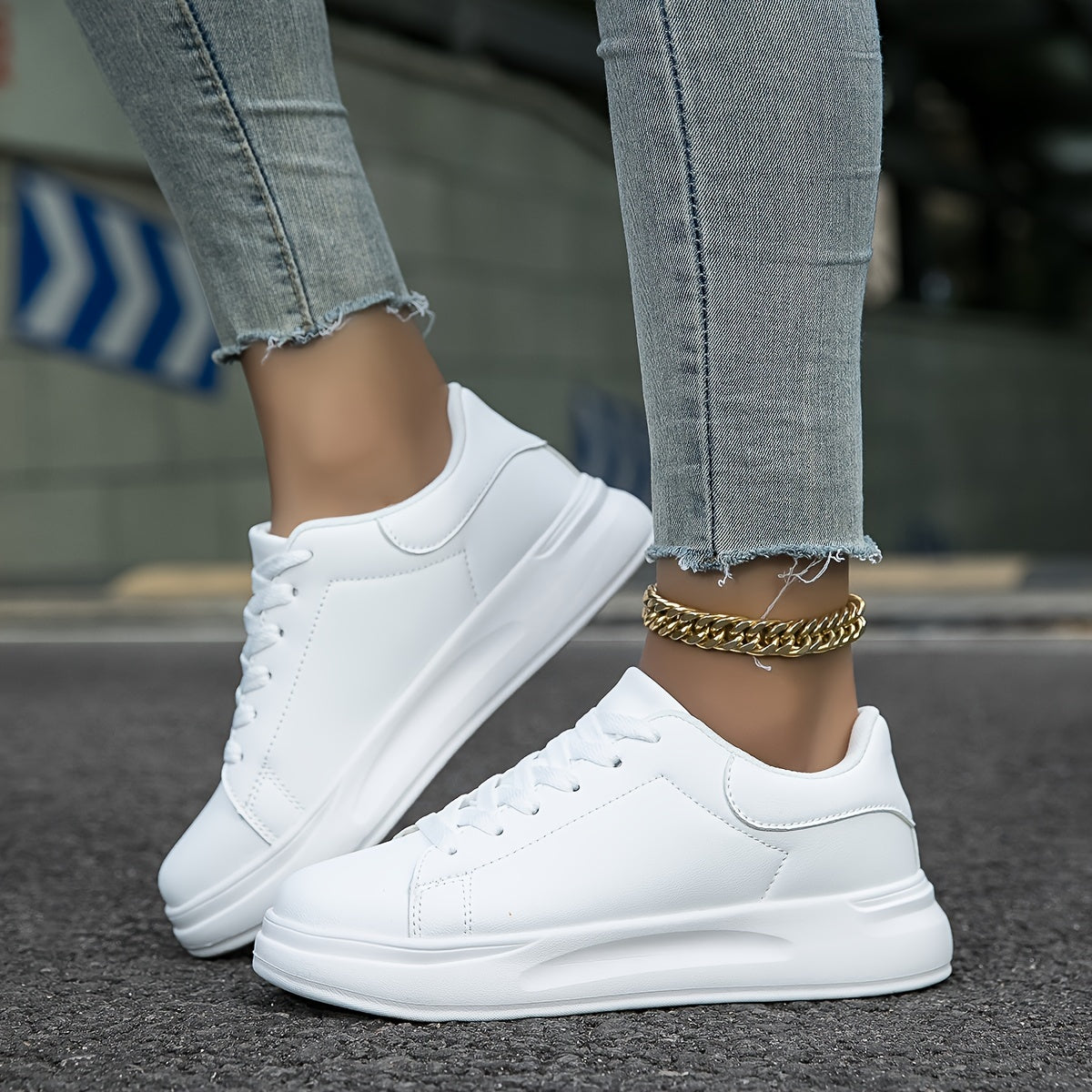Dames leren sneakers clean white