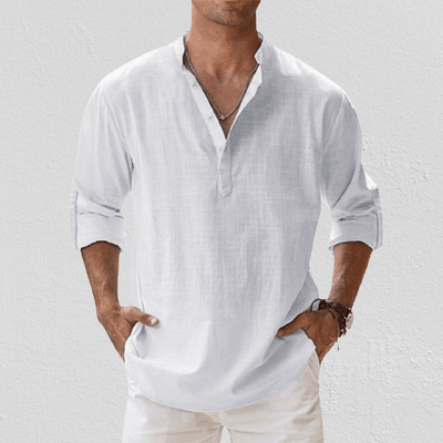 Heren henley shirt linnenblend