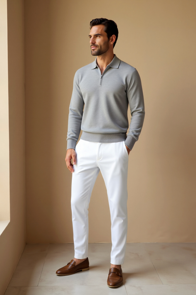 Men’s knit top met quarter zip