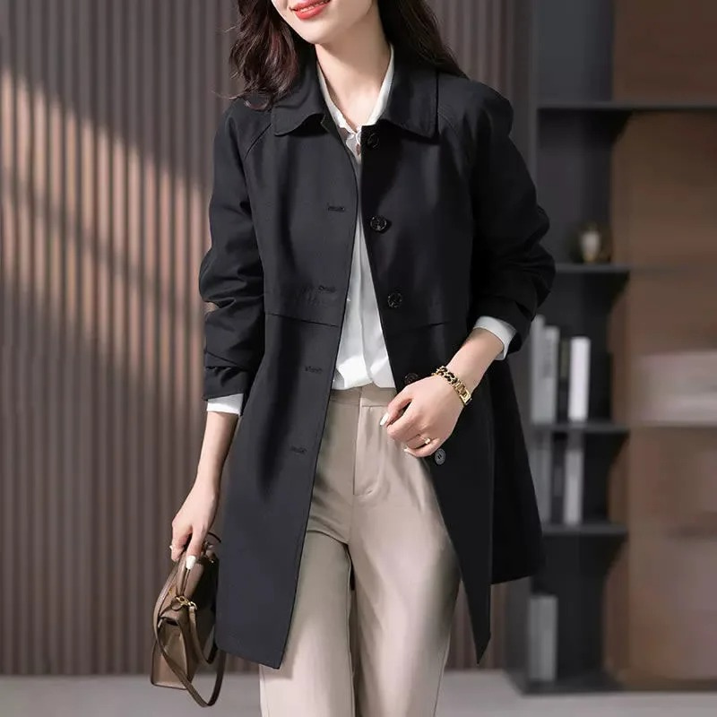 Dames korte trenchcoat single button