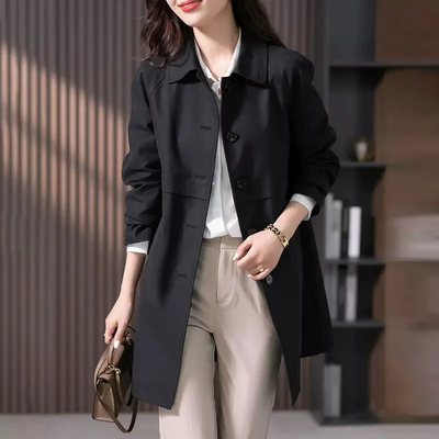 Dames korte trenchcoat single button