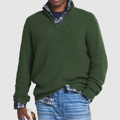 Heren kasjmier zip pullover
