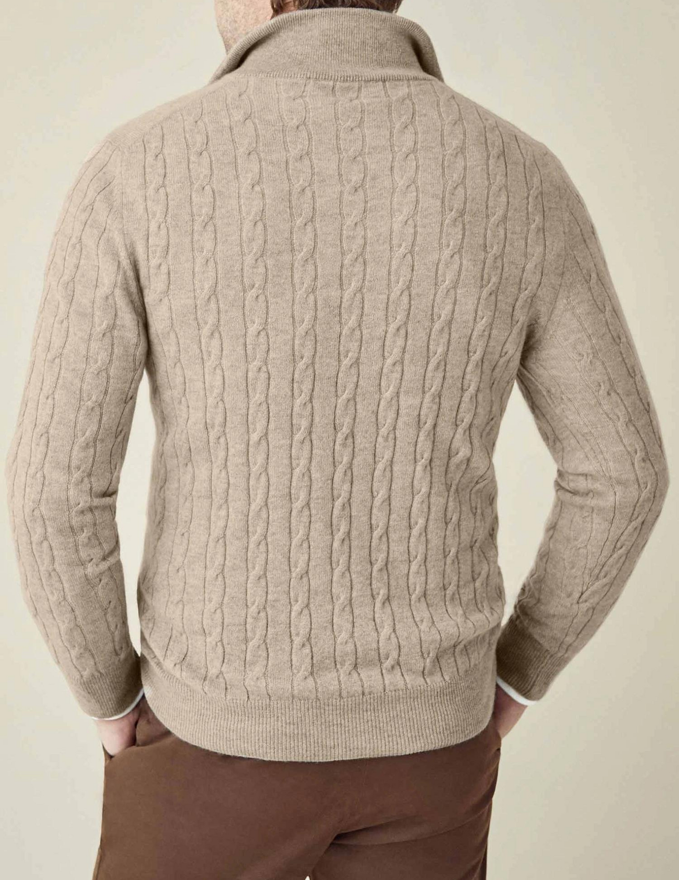 Heren cable knit zipper trui
