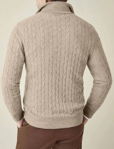 Heren cable knit zipper trui