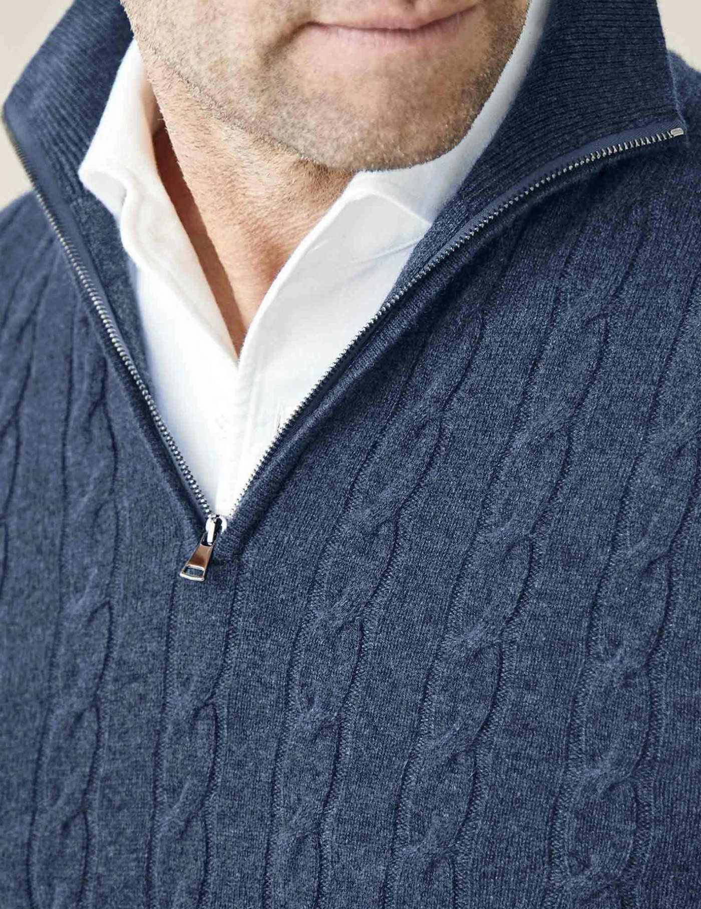 Heren cable knit zipper trui