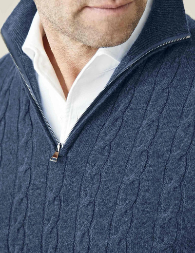 Heren cable knit zipper trui