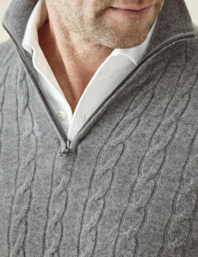 Heren cable knit zipper trui