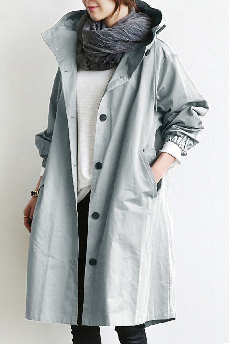 Dames trenchcoat waterdicht met capuchon