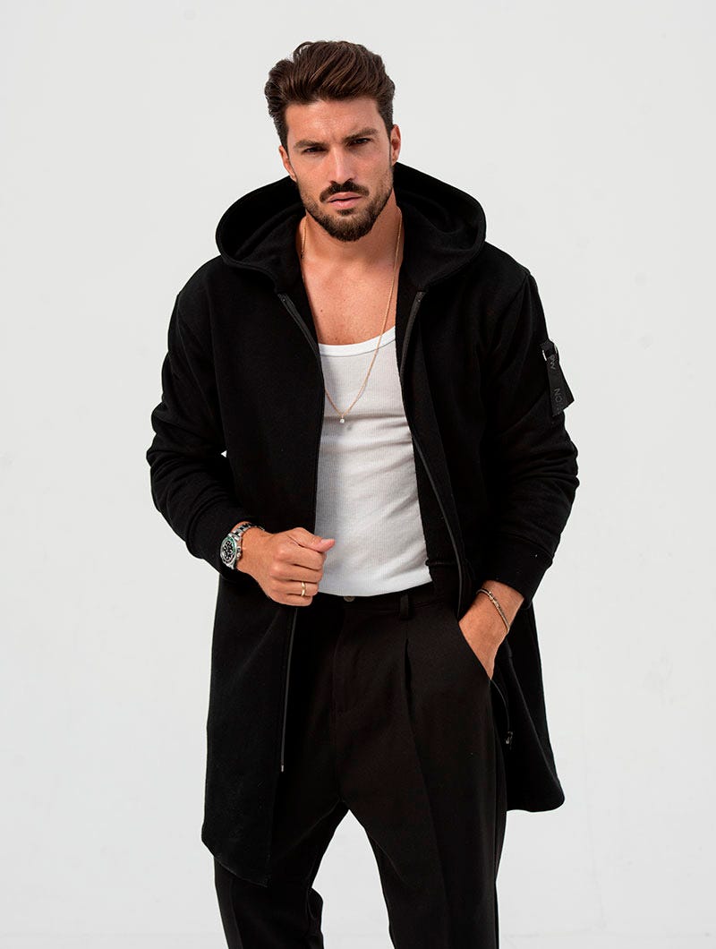 Heren Hoodie Met Asymmetrische Rits