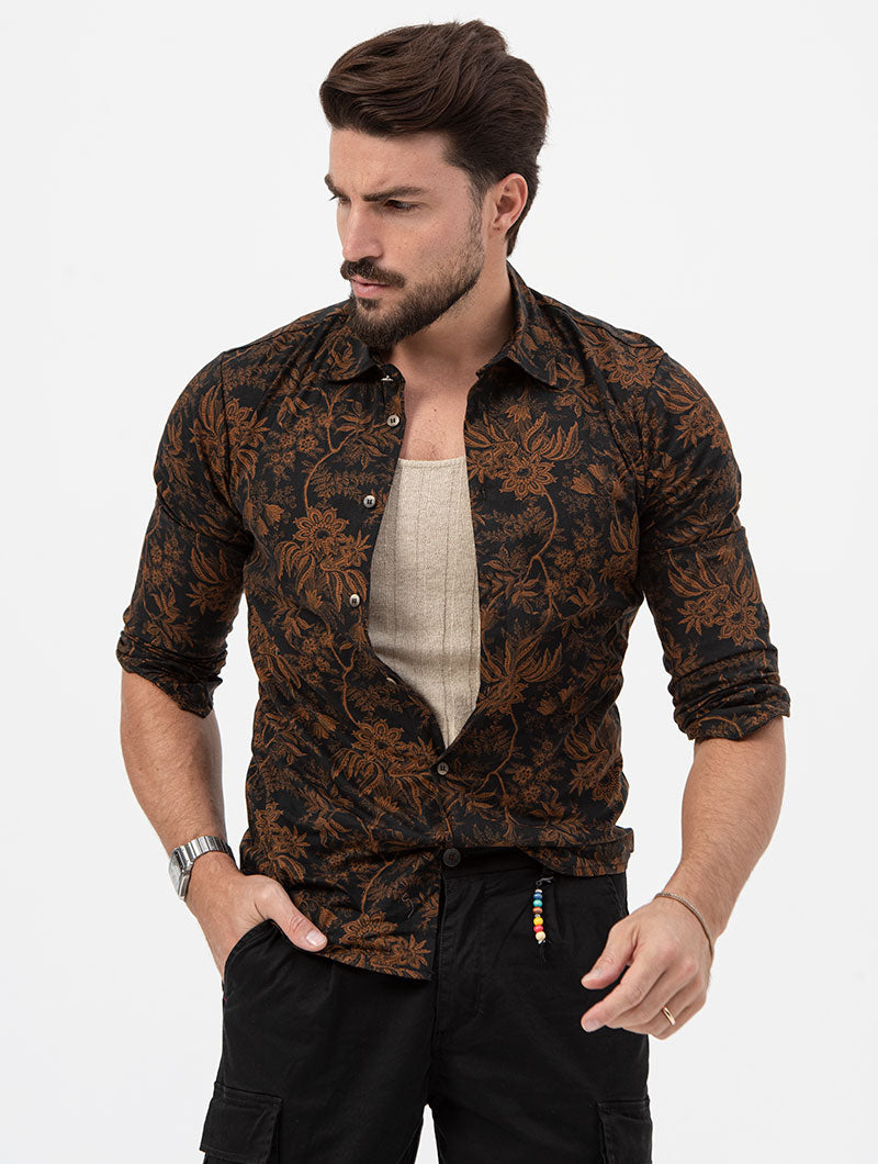 Heren Regular Fit Overhemd Bloemenprint