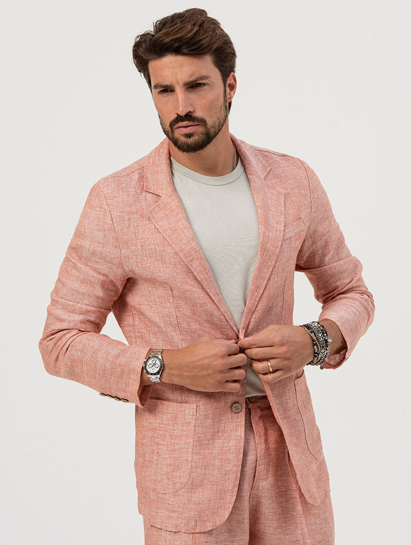 Heren Linnen Blazer Slim Fit