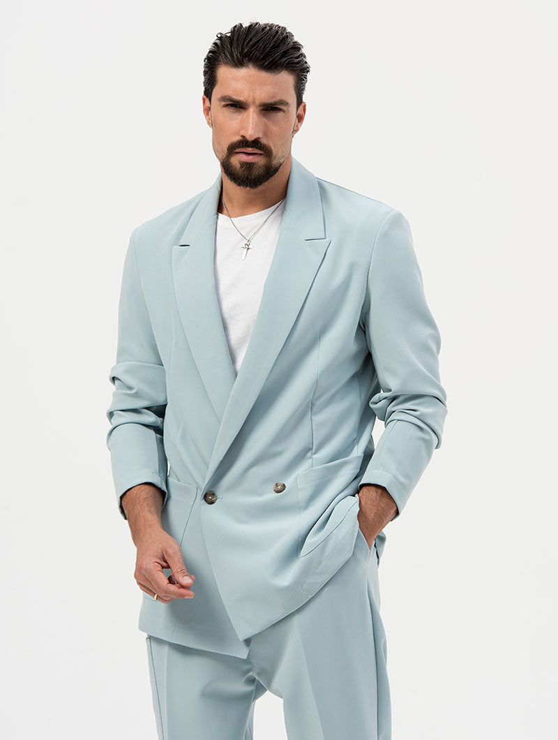 Heren Dubbelbreasted Blazer Losse Pasvorm