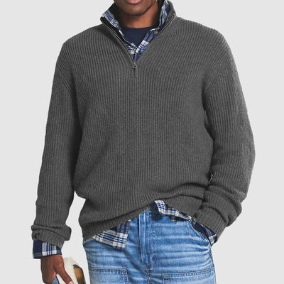 Heren kasjmier zip pullover