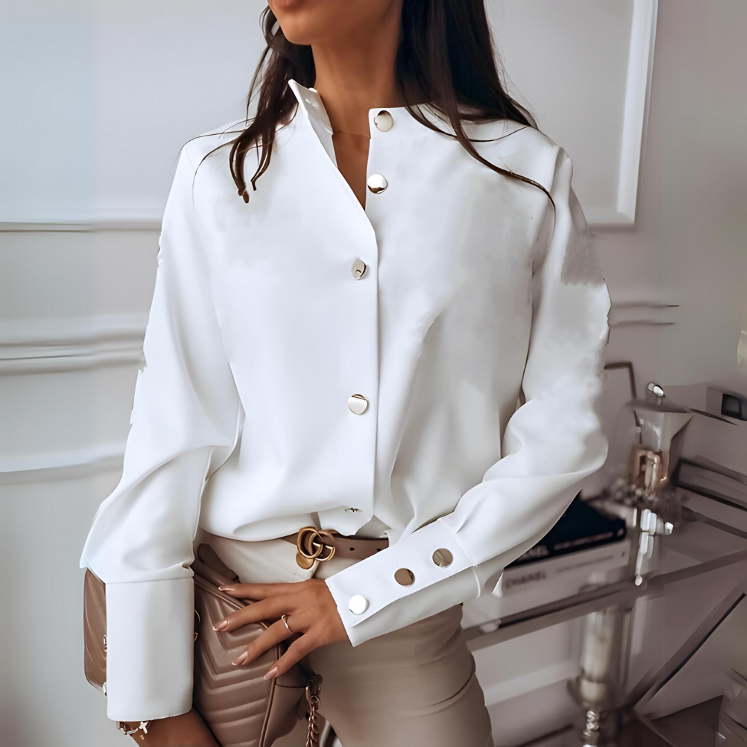Dames Blouse Met Metalen Gesp