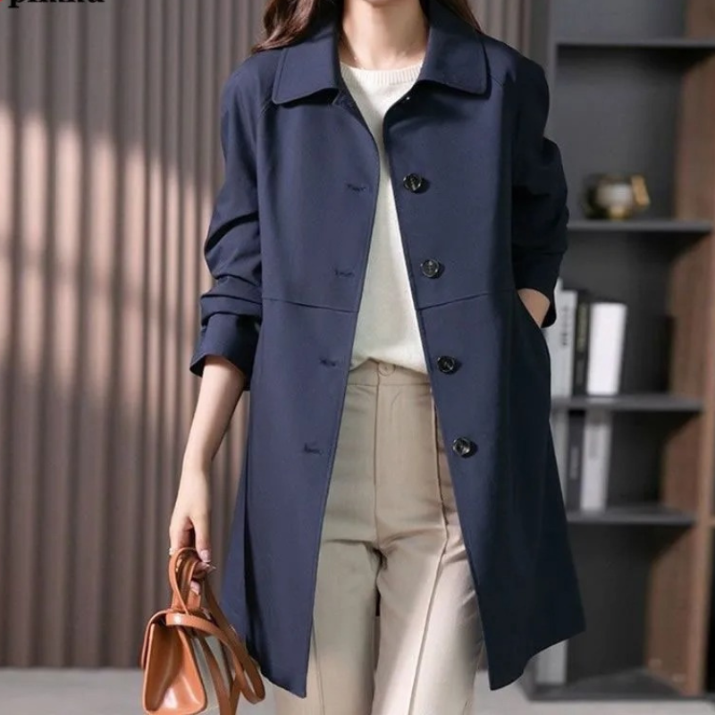Dames korte trenchcoat single button