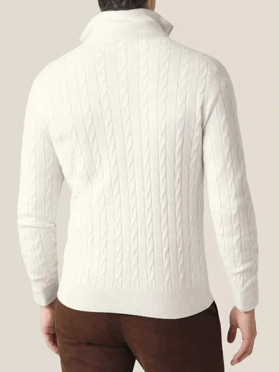Heren cable knit zipper trui