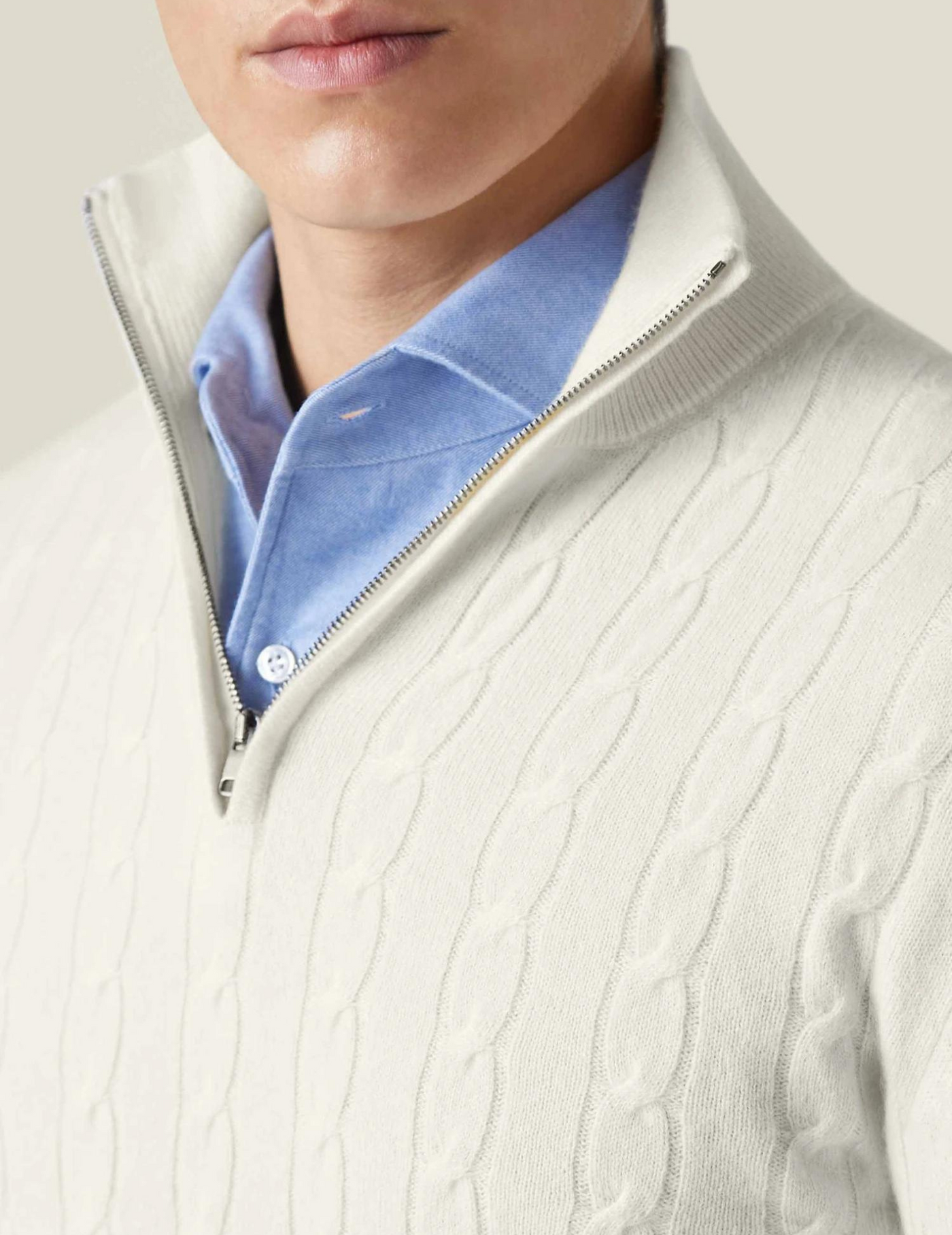 Heren cable knit zipper trui