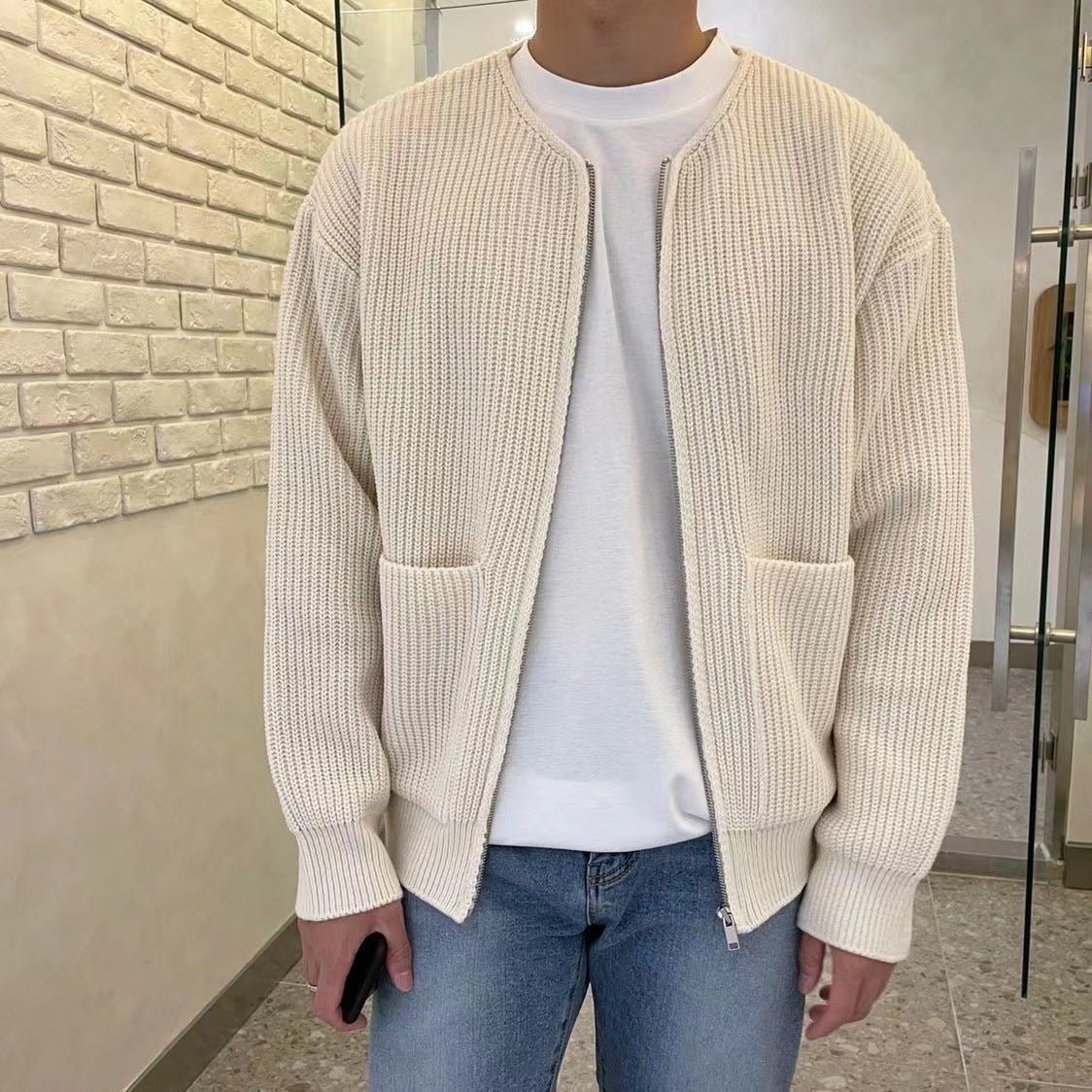 Heren gebreid cardigan in modern design