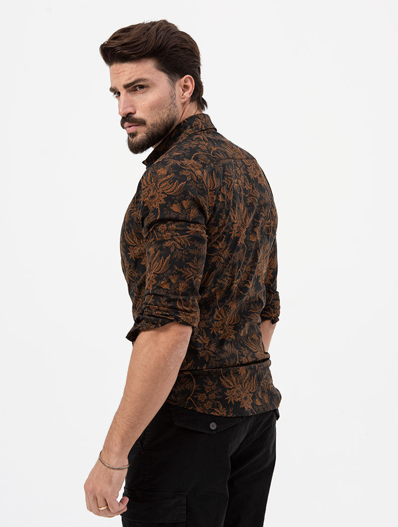 Heren Regular Fit Overhemd Bloemenprint