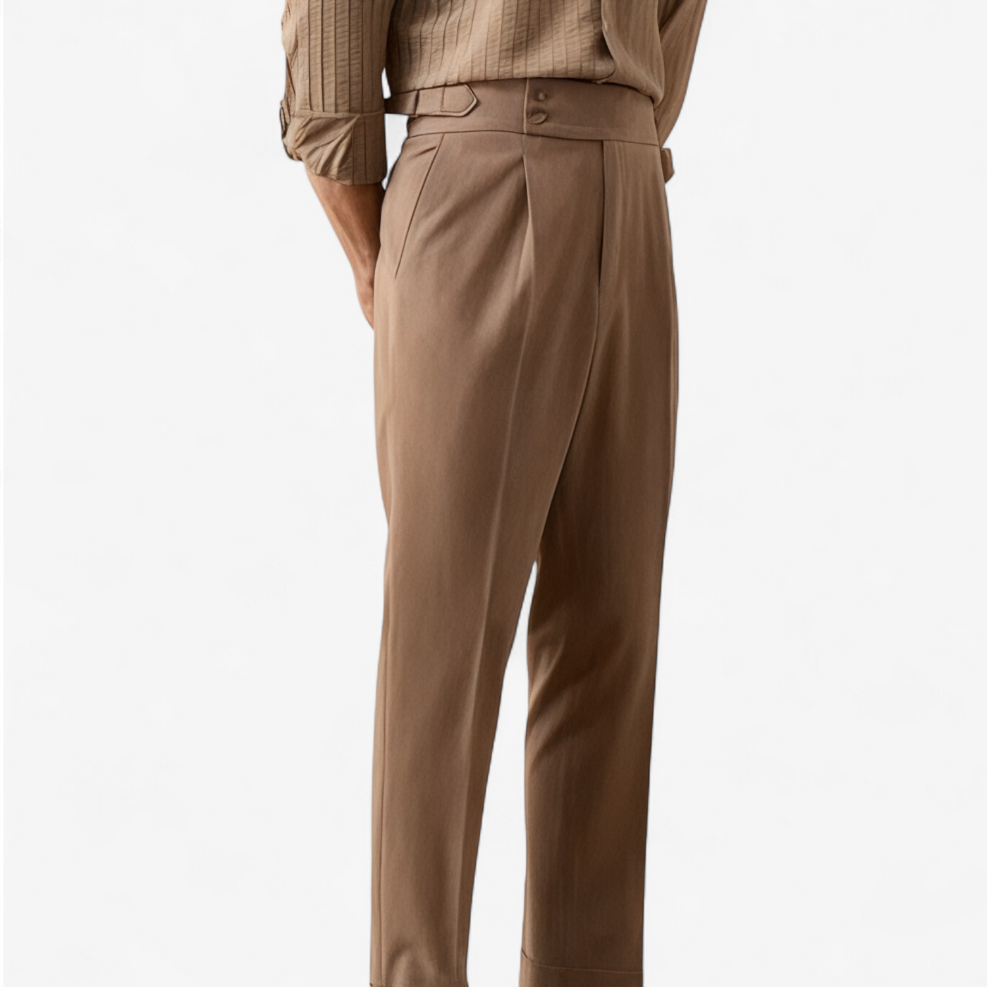 Heren Broek met Hoge Taille en Rechte Pasvorm