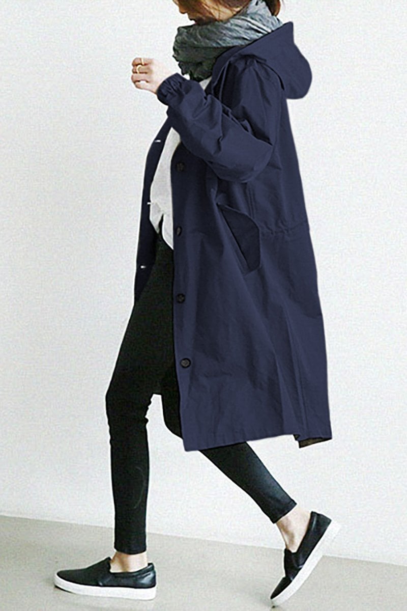 Dames trenchcoat waterdicht met capuchon