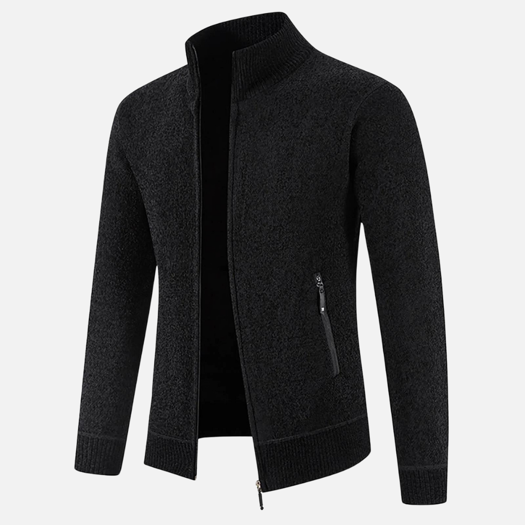 Heren fleece vest met ribgebreide afwerking