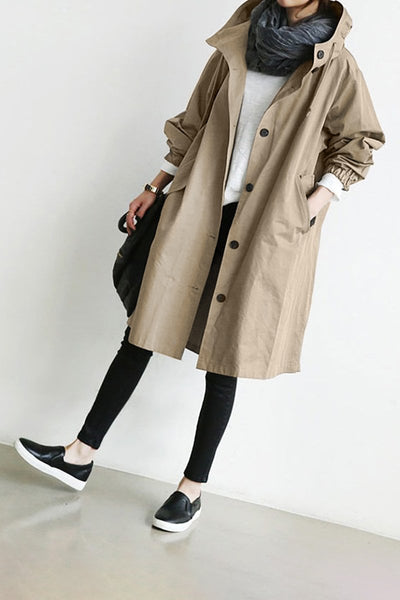 Dames trenchcoat waterdicht met capuchon