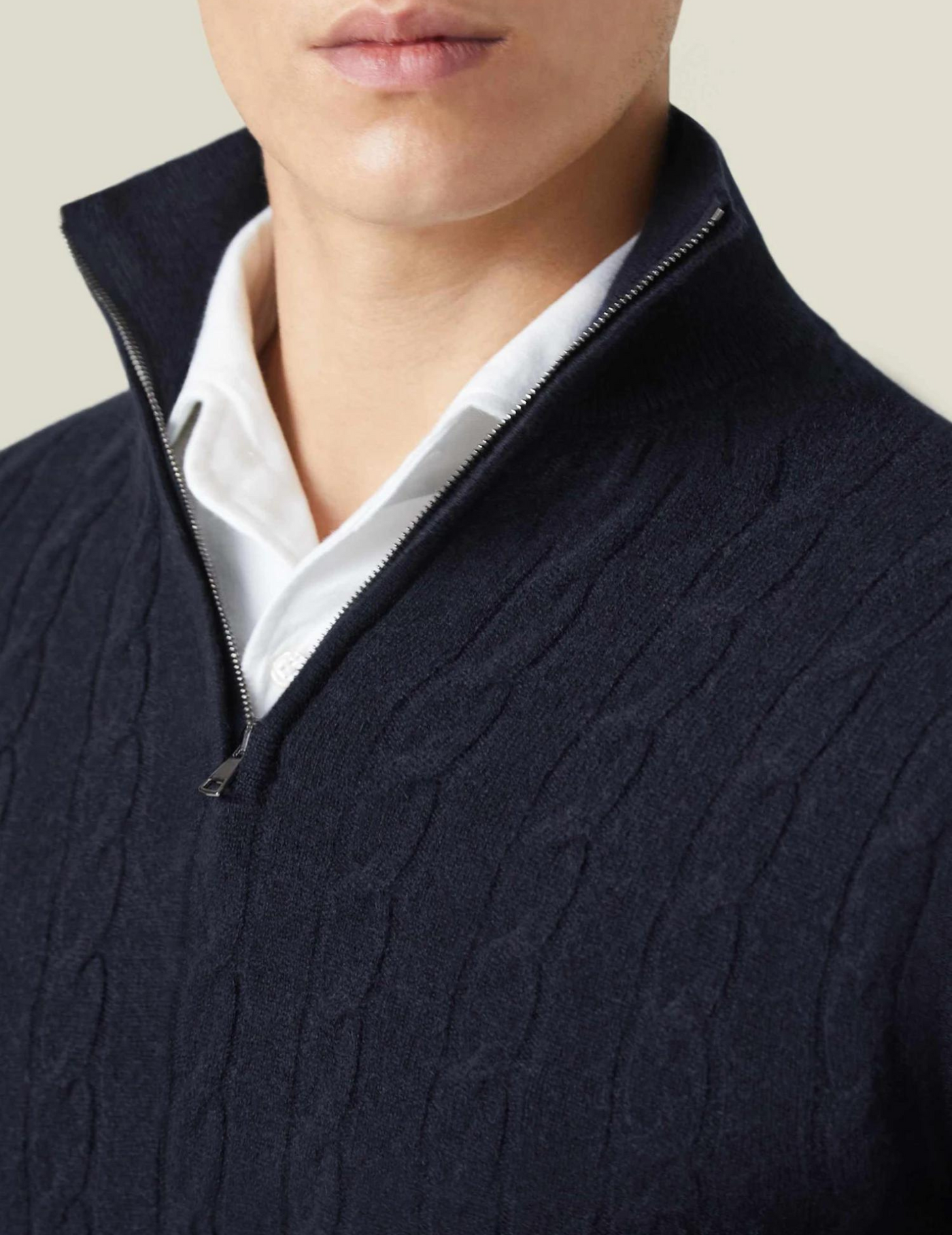 Heren cable knit zipper trui