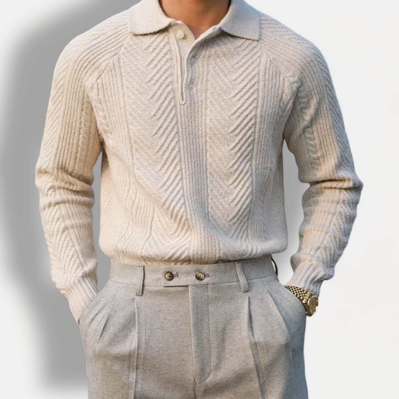 Men's Lapel Sweater in Herfststijl