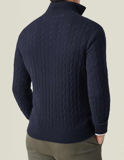 Heren cable knit zipper trui