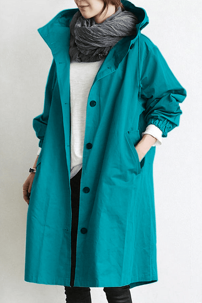 Dames trenchcoat waterdicht met capuchon