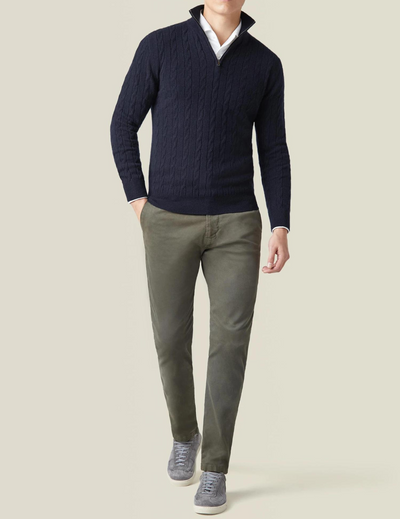 Heren cable knit zipper trui