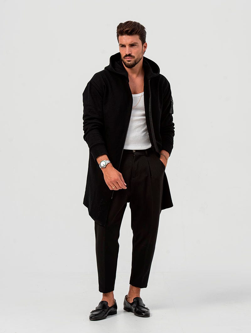 Heren Hoodie Met Asymmetrische Rits