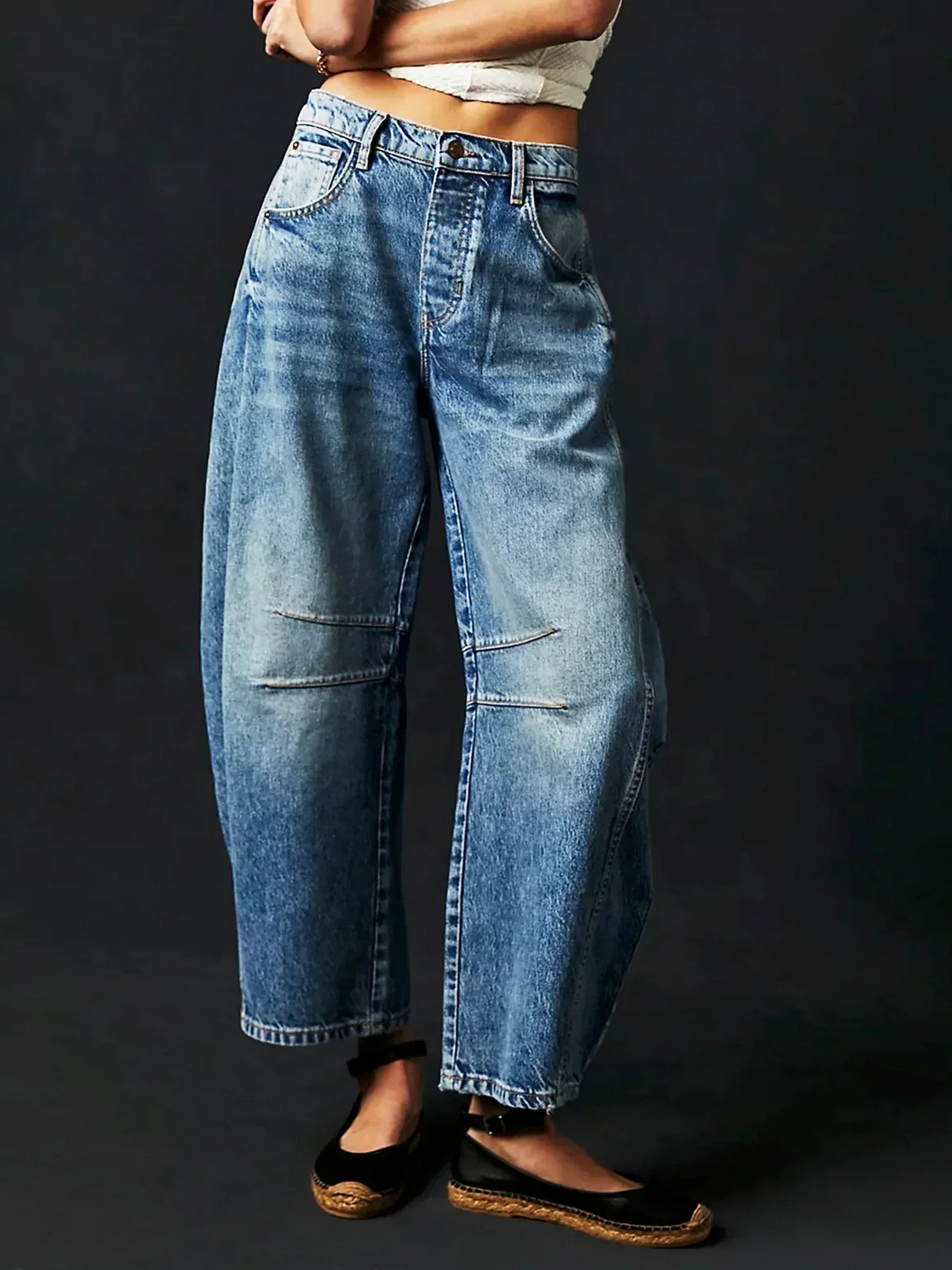 Dames Jeans Met Wijde Pijpen En Opvallende Print