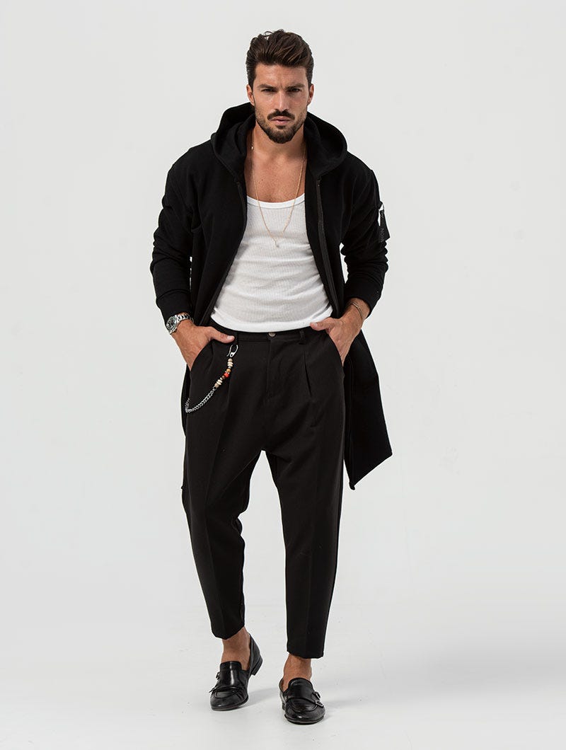 Heren Hoodie Met Asymmetrische Rits