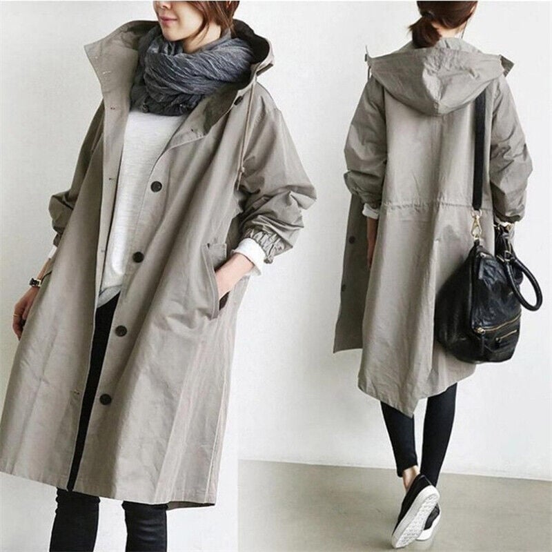 Dames trenchcoat waterdicht met capuchon