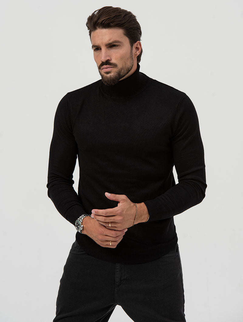 Heren Slim Fit Trui Zwarte Elegantie