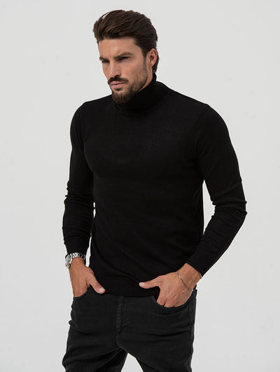 Heren Slim Fit Trui Zwarte Elegantie