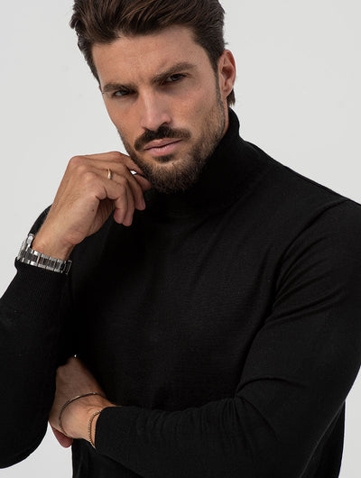Heren Slim Fit Trui Zwarte Elegantie