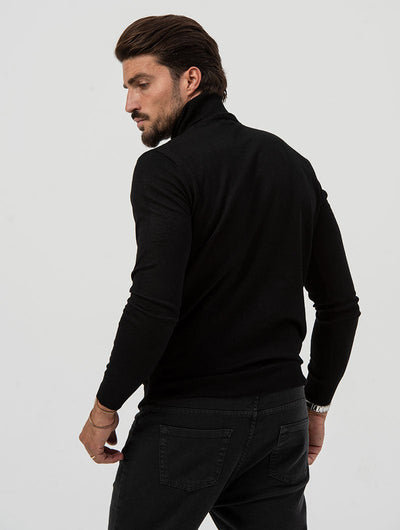 Heren Slim Fit Trui Zwarte Elegantie