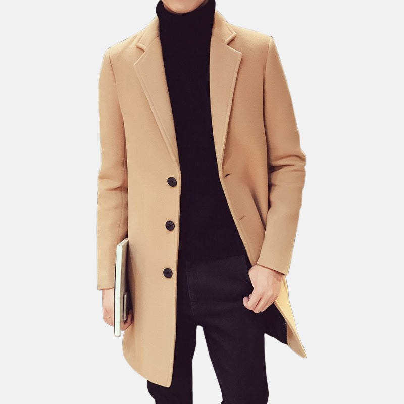 Heren Lange Jas met Elegante Stijl