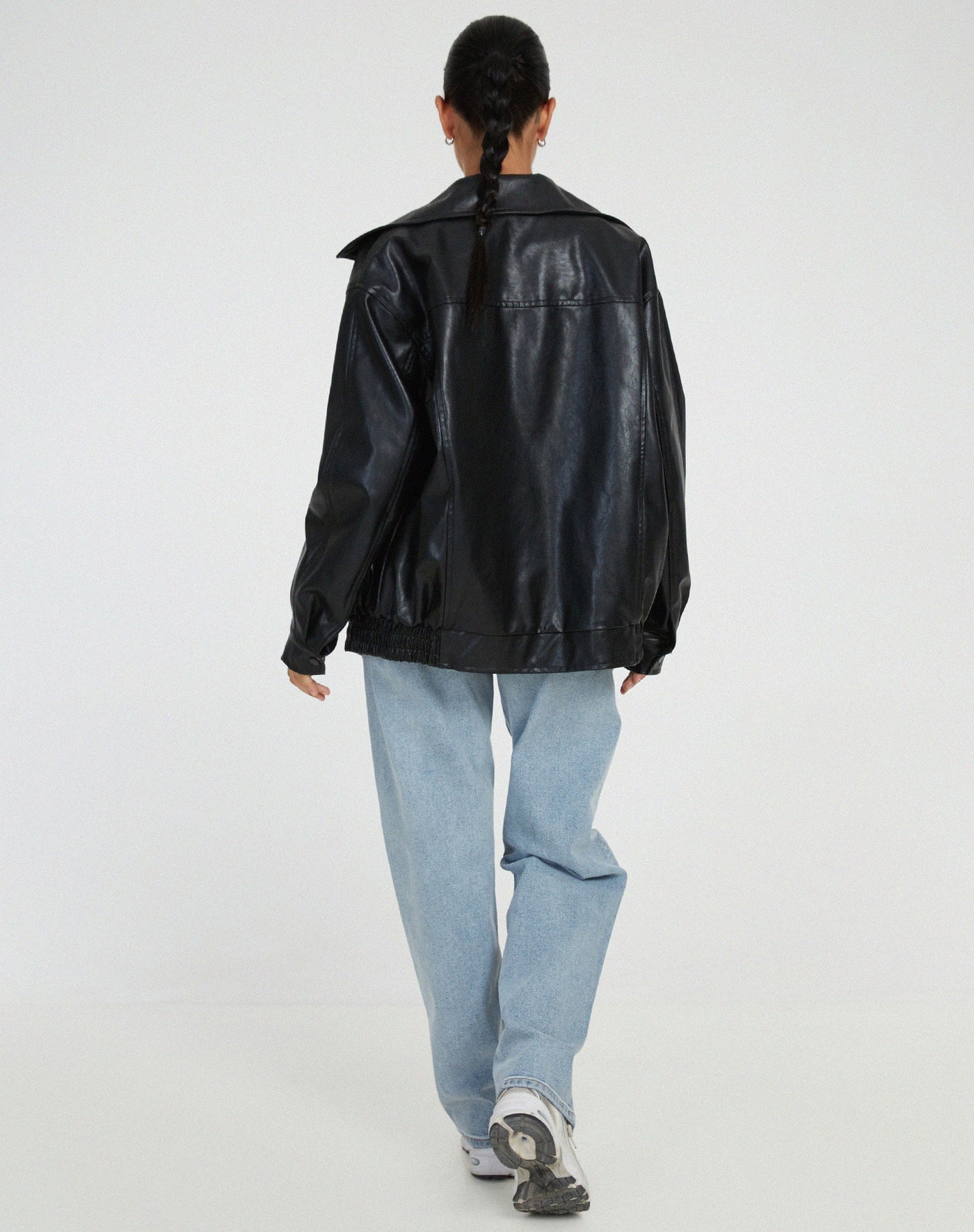 Dames oversized leren jas
