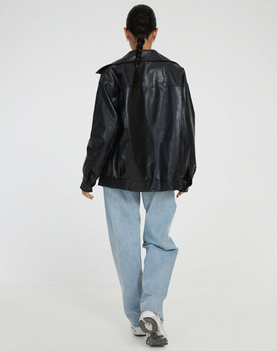 Dames oversized leren jas
