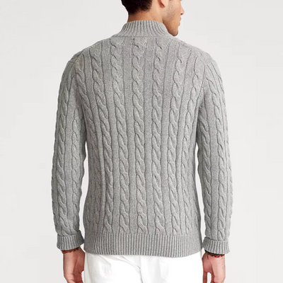Heren half zip sweater katoen luxe
