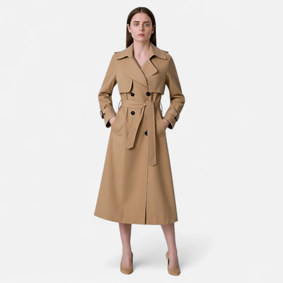 Dames lange wollen coat tailored fit