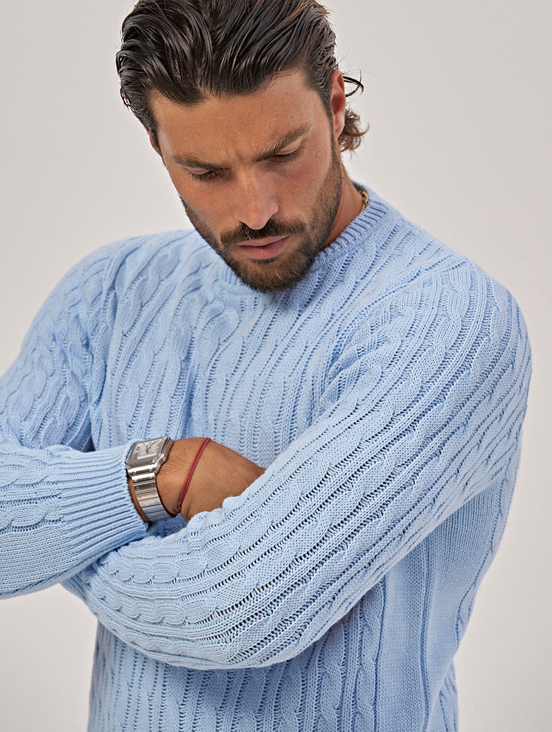 Heren Sweater Met Ronde Hals Lichtblauw