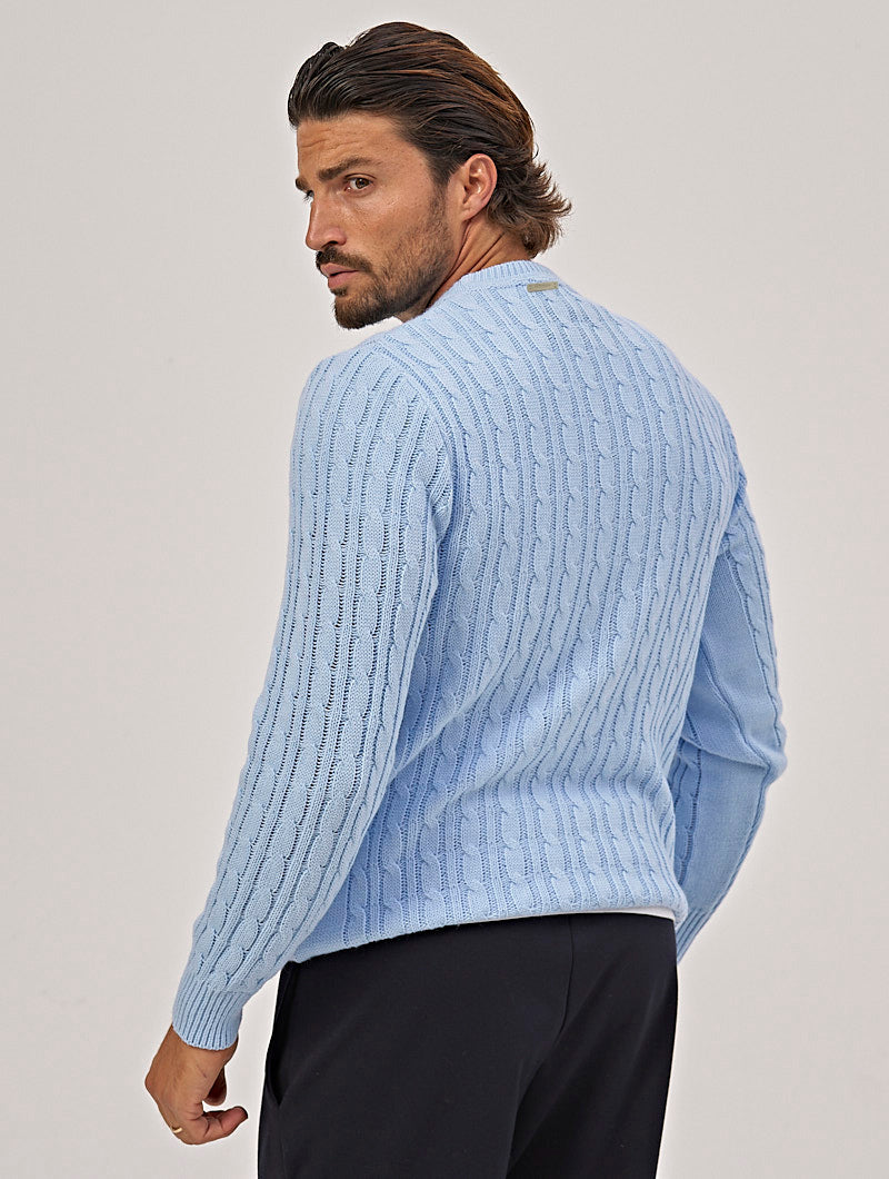Heren Sweater Met Ronde Hals Lichtblauw