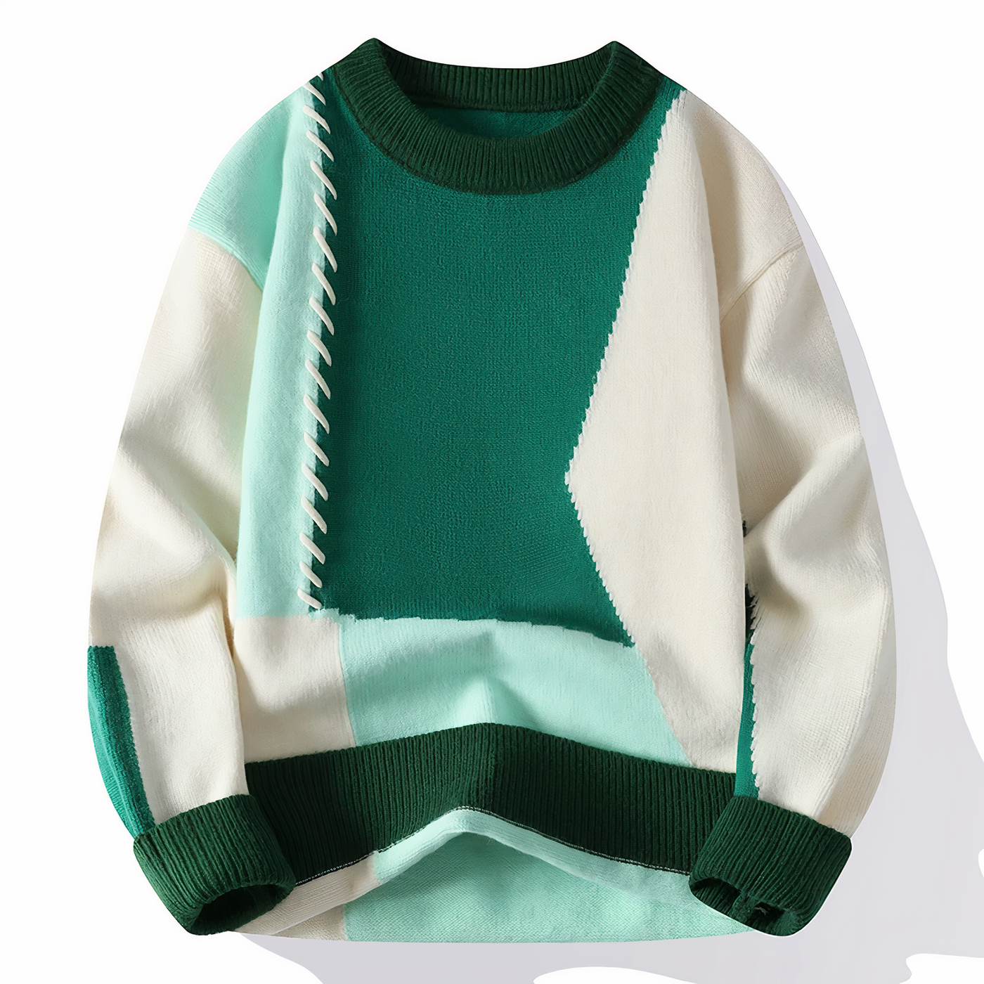 Heren Patchwork Trui met Modern Design