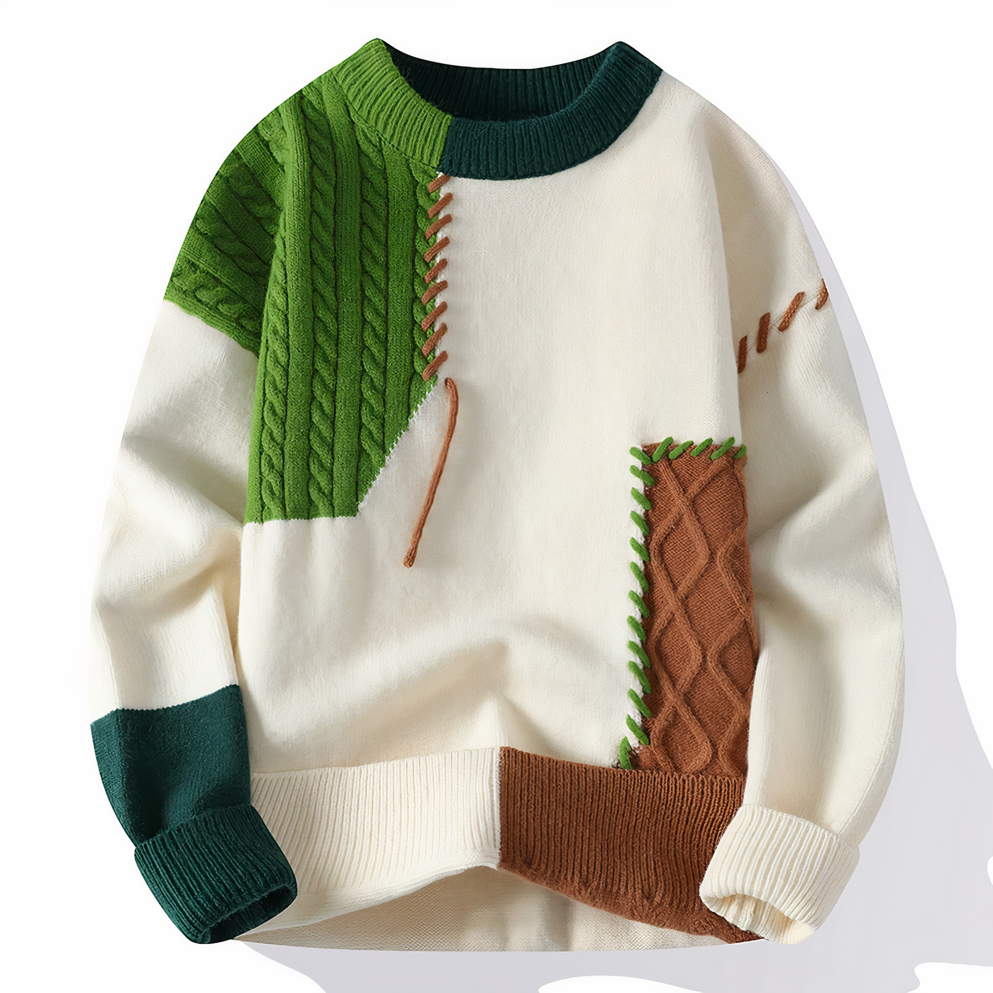 Heren Patchwork Trui met Modern Design